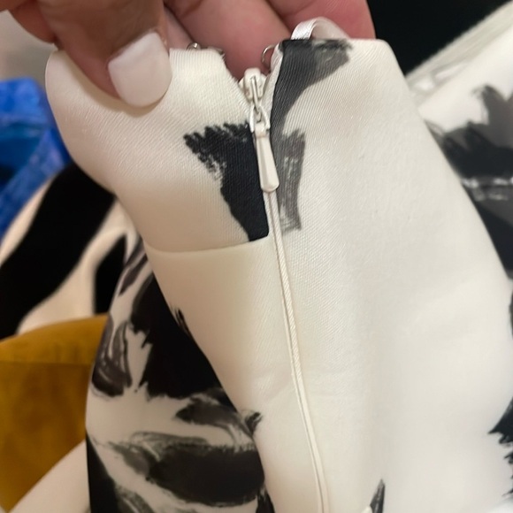 ASOS Elegant Black and White Floral One-Shoulder Dress - Picture 7 of 16